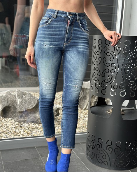 Džíny dámské Dsquared2 HIGH WAIST modré